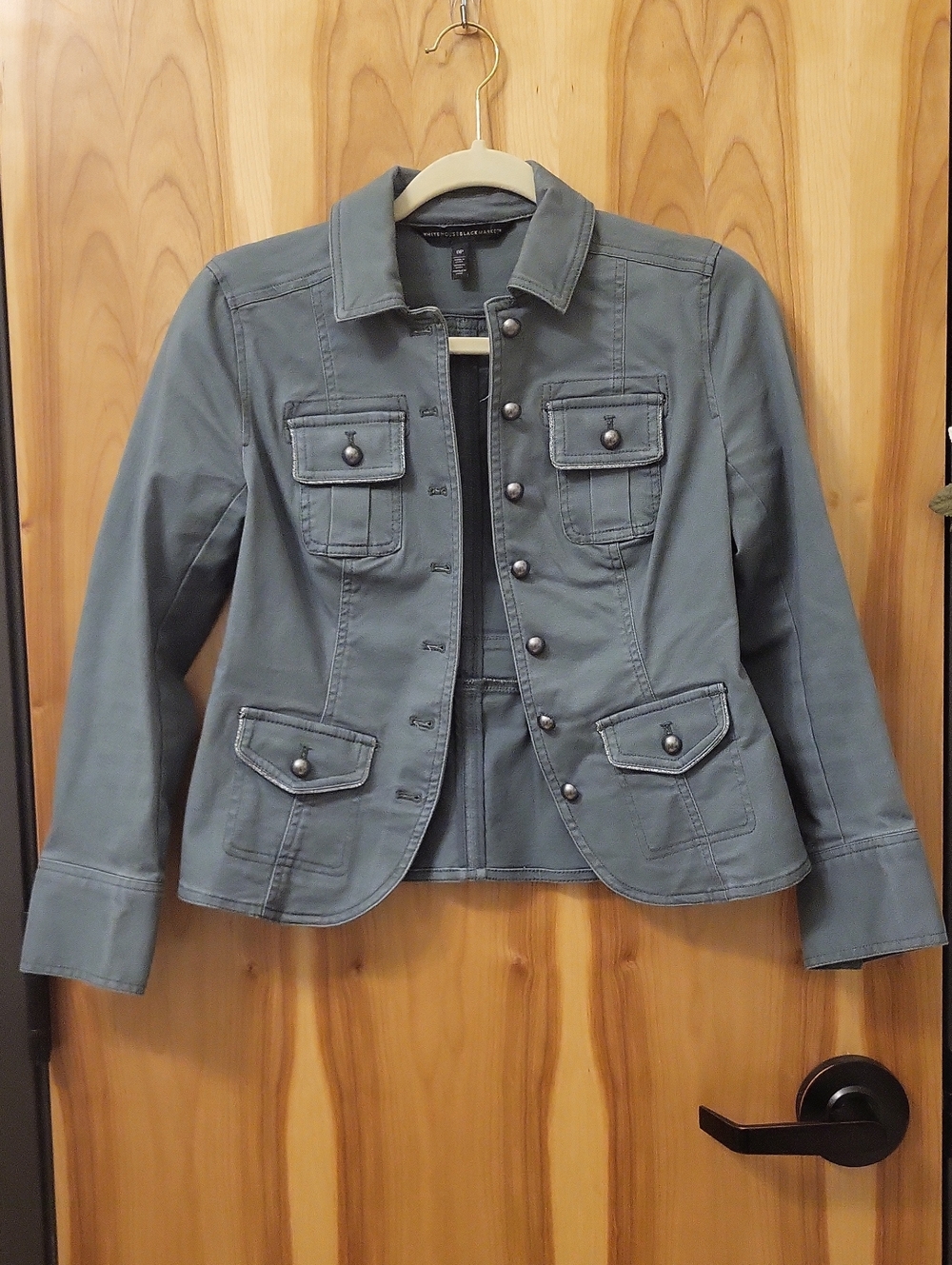 White House Black Market Steel Gray Military-Style Jacket